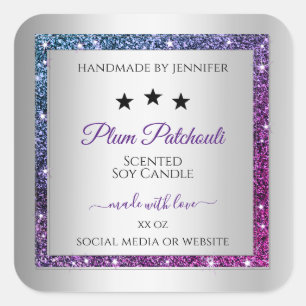 Pink Purple Glitter Silver Product Packaging Label