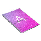 Pink Purple Glitter Sparkle Monogram Notebook