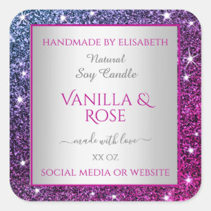 Pink Purple Glitter Sparkle Stars Product Labels