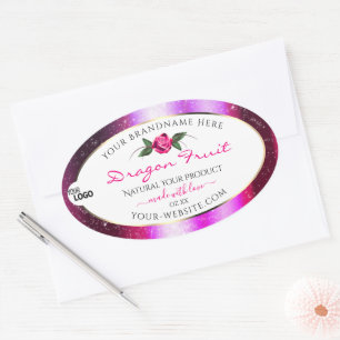 Pink Purple Glitter White Product Labels with Logo
