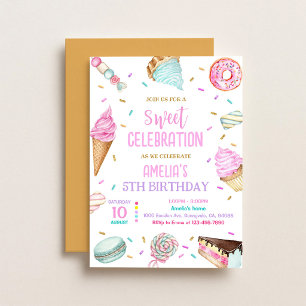 Pink Purple Gold Ballerina Birthday Invitation