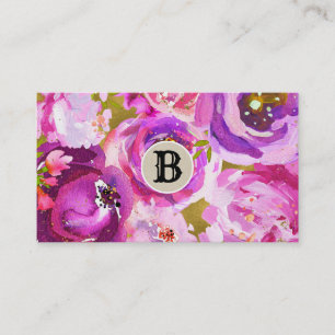 Pink Purple Gold Floral Modern Customer Loyalty Card