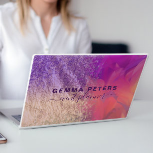 Pink Purple Gold Foil Glitter Calligraphy Script  HP Laptop Skin