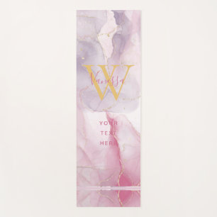 Pink Purple Gold Watercolor Monogram Yoga Mat