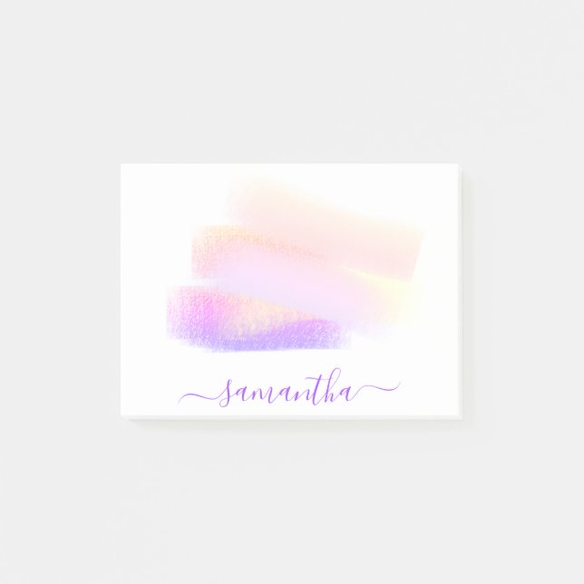 Pink purple golden brush artistic creative post-it notes (Front)