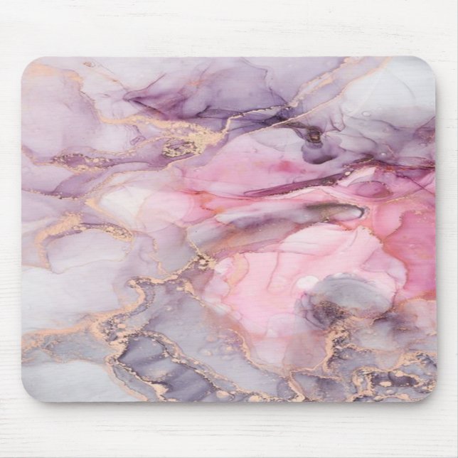 pink , purple, golden marble  mouse pad (Front)