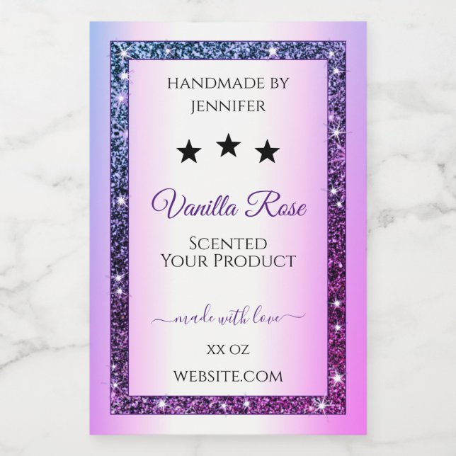 Pink Purple Gradient Glitter Spark Product Labels (Single Label)