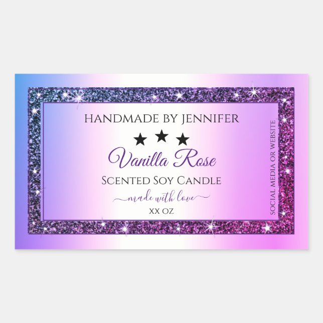 Pink Purple Gradient Glitter Spark Product Labels (Front)