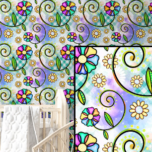 Pink Purple Green Abstract Floral Flowers Wallpaper