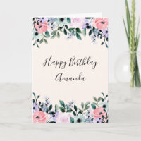 Pink Purple Green Watercolor Floral Border