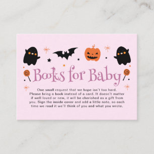 Pink Purple Halloween Baby Shower Book Request Enclosure Card