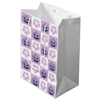 Pink Purple Halloween Chequerboard for baby girls Medium Gift Bag