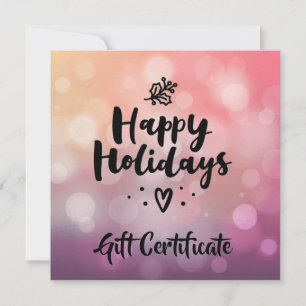 Pink Purple Happy Holidays Gift Certificate