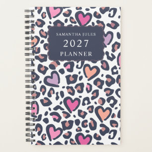 Pink Purple Heart Leopard Valentines Day Pattern Planner