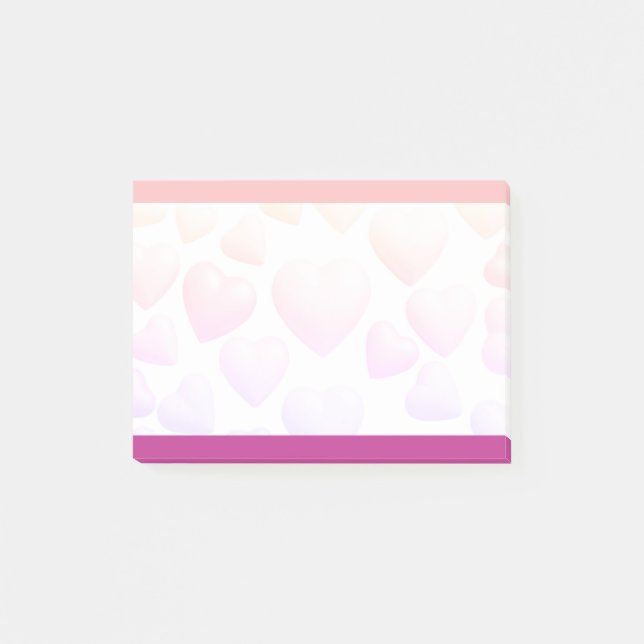 Pink + Purple Hearts on Personalised Custom 3m Post-it Notes (Front)