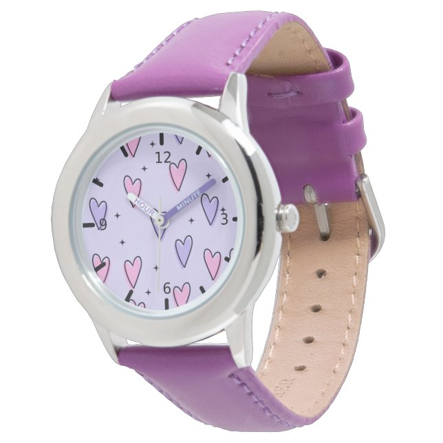 Pink & Purple Hearts Watch (Angled)