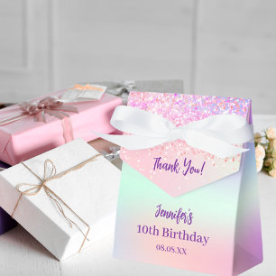 Pink purple holographic birthday favour box