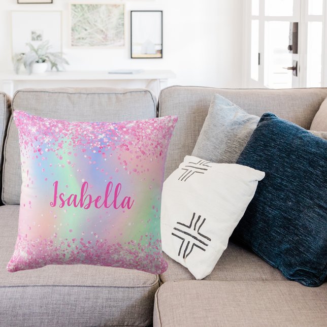 Pink purple holographic name cushion (Creator Uploaded)