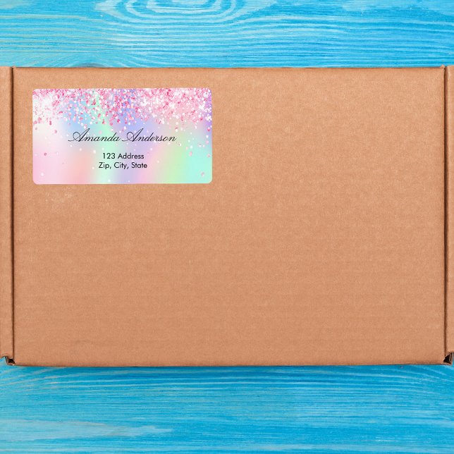 Pink purple holographic return address shipping (Creator Uploaded)