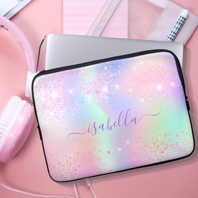 Pink purple holographic sparkle laptop sleeve (Creator Uploaded)