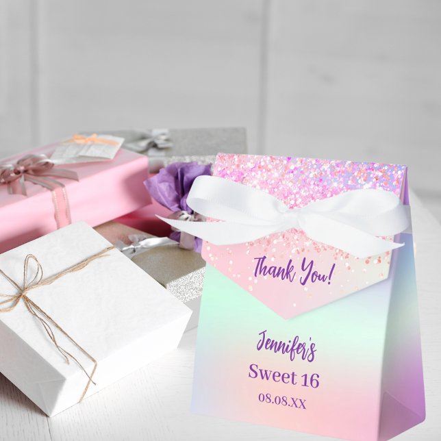 Pink purple holographic Sweet 16 Favour Box (Creator Uploaded)