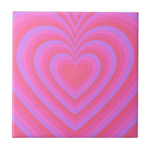 Pink Purple Hypnotic Heart Love Pattern Tile