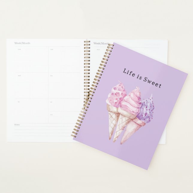 Pink Purple Ice Cream Cones   Planner (Display)