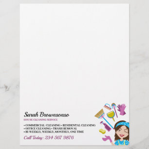 Pink Purple Janitorial Brand for Cleaning Custom Letterhead
