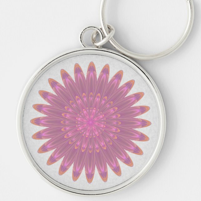 Pink & Purple Kaleidoscope Flower Key Ring (Front)