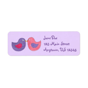 Pink/Purple Kissing Lovebird Love Bird Labels