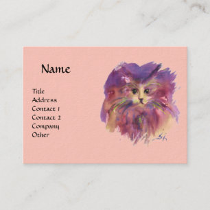 PINK PURPLE KITTEN,KITTY CAT PORTRAIT BUSINESS CARD