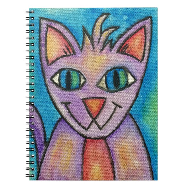 Pink Purple Kitty Cat Spiral Notebook (Front)