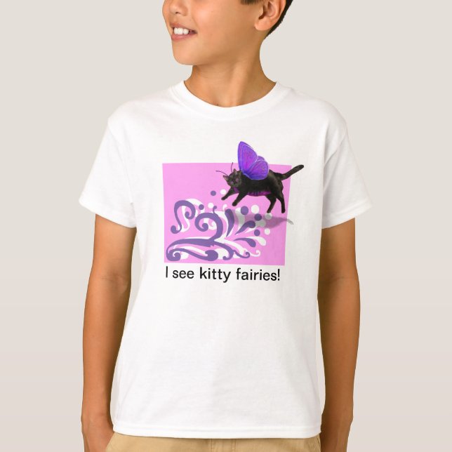 Pink purple kitty fairy t shirt (Front)