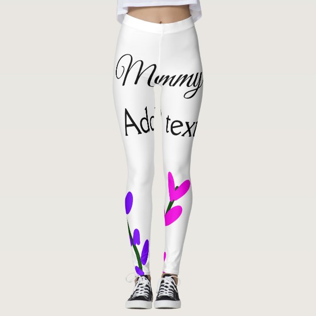 Pink purple lavender mummy mother's day mum gift leggings (Front)