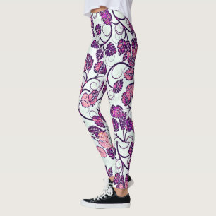 Pink + Purple Leaves Leggings