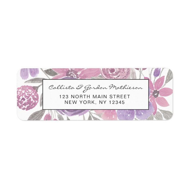 Pink Purple Light Sage Green Floral Watercolor (Front)