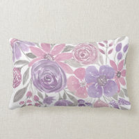 Pink Purple Light Sage Green Floral Watercolor