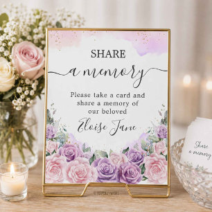 Pink Purple Lilac Memorial Funeral Share a Memory Poster