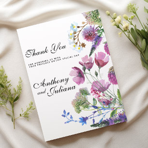 Pink purple lilac wildflower summer Thank You Invitation