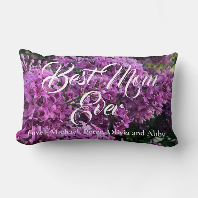 Pink purple lilacs romantic pink floral photo Mum  Lumbar Cushion (Front)