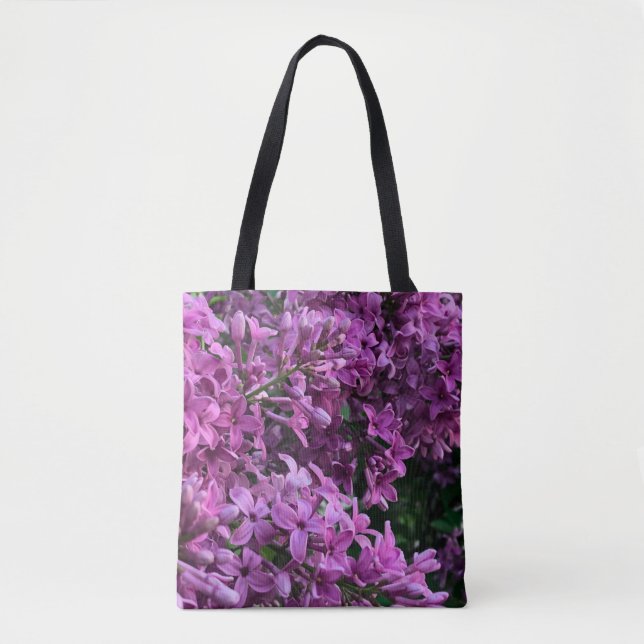 Pink purple lilacs | romantic pink floral photo tote bag (Front)