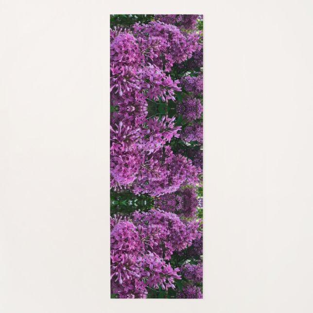 Pink purple lilacs | romantic pink floral photo yoga mat (Front)