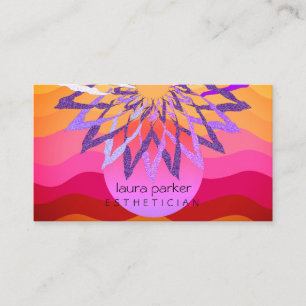 Pink Purple Lotus Flower Yoga Teacher Meditation Business Card