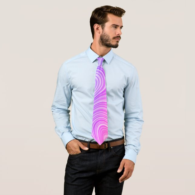 Pink Purple Magenta Curvy Lined Pattern Tie (In Situ)