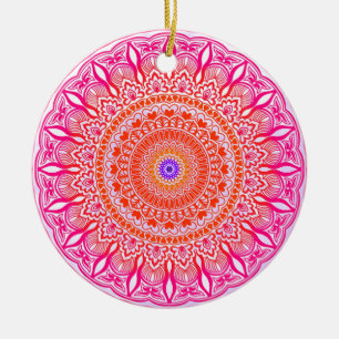 Pink purple Mandala Ceramic Tree Decoration
