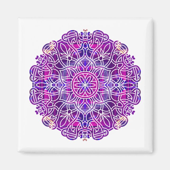 Pink & Purple Mandala Pattern Magnet (Front)