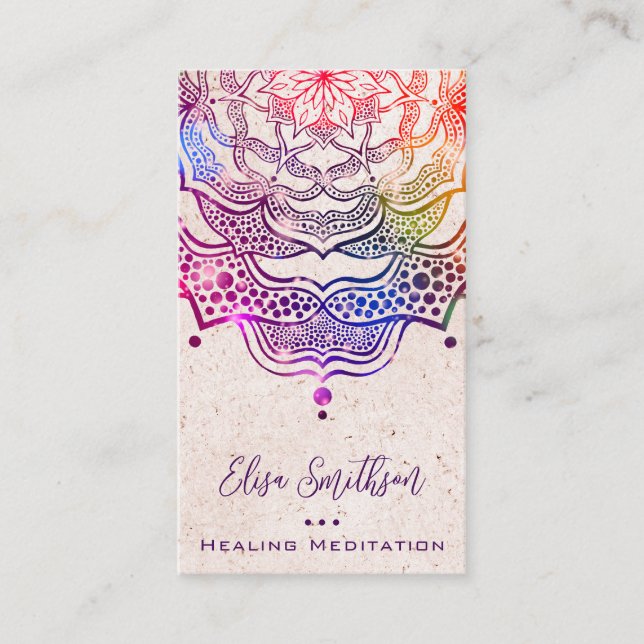 Pink Purple Mandala Yoga Reiki Healing Meditation Business Card (Front)