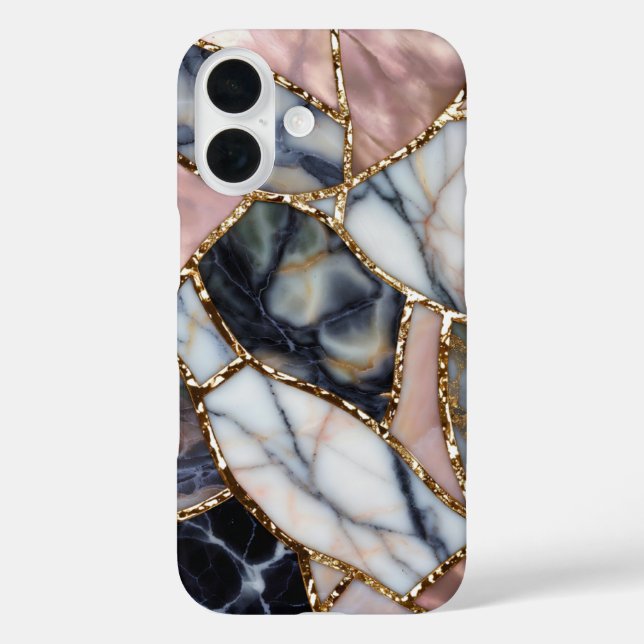 Pink Purple Marble Shard Phone Case Gold Abstract  (Back)