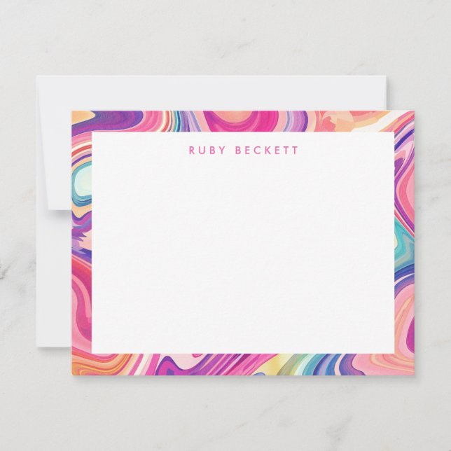 Pink Purple Marbling Abstract Colourful  Card (Front)
