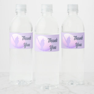 Pink Purple Nature Bird Silhouette Thank You Water Bottle Label